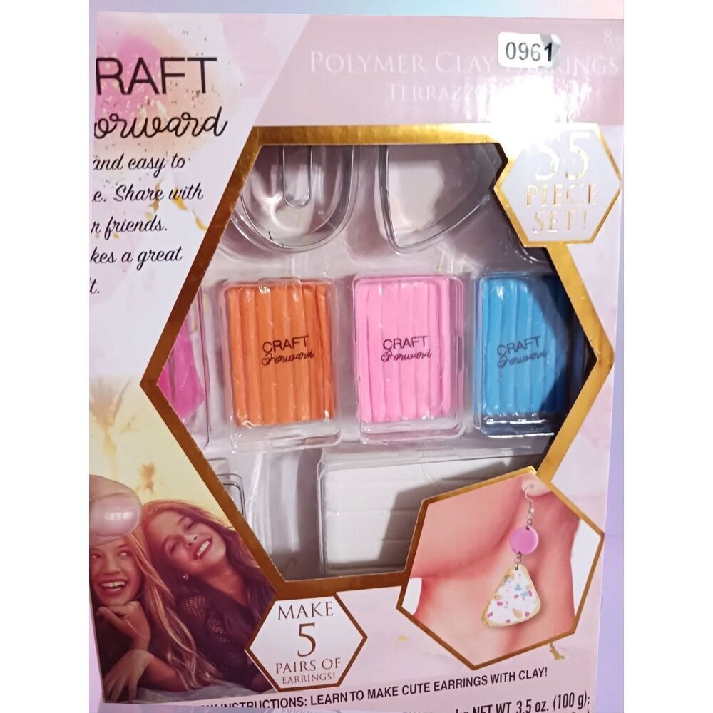 Craft Forward Polymer Clay Earrings Kit  Terrazzo Style  55-Pcs Set 8+ - Picture 5 of 5
